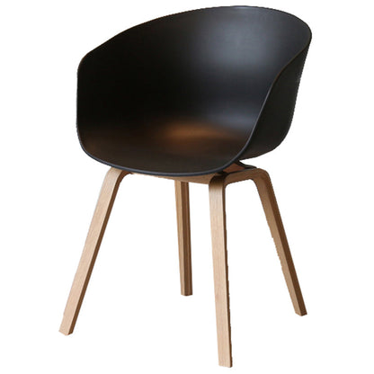 Contemporary Style Plastic Dining Room Chair Kitchen Arm Chair with Wooden Legs Black Natural Wood 1 Piece Clearhalo ' kitchen&dining_furn' 'Dining Chairs' 'Dining Tables & Seating' 'dining_chair' 'Furniture' 'furniture_dining_chair' 'Kitchen & Dining Furniture' 'kitchen' 3826055