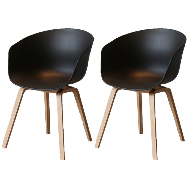 Contemporary Style Plastic Dining Room Chair Kitchen Arm Chair with Wooden Legs Black Natural Wood Set of 2 Clearhalo ' kitchen&dining_furn' 'Dining Chairs' 'Dining Tables & Seating' 'dining_chair' 'Furniture' 'furniture_dining_chair' 'Kitchen & Dining Furniture' 'kitchen' 3826057