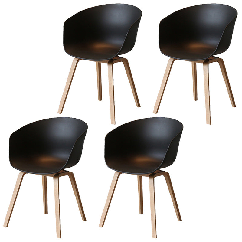 Contemporary Style Plastic Dining Room Chair Kitchen Arm Chair with Wooden Legs Black Natural Wood Set of 4 Clearhalo ' kitchen&dining_furn' 'Dining Chairs' 'Dining Tables & Seating' 'dining_chair' 'Furniture' 'furniture_dining_chair' 'Kitchen & Dining Furniture' 'kitchen' 3826058