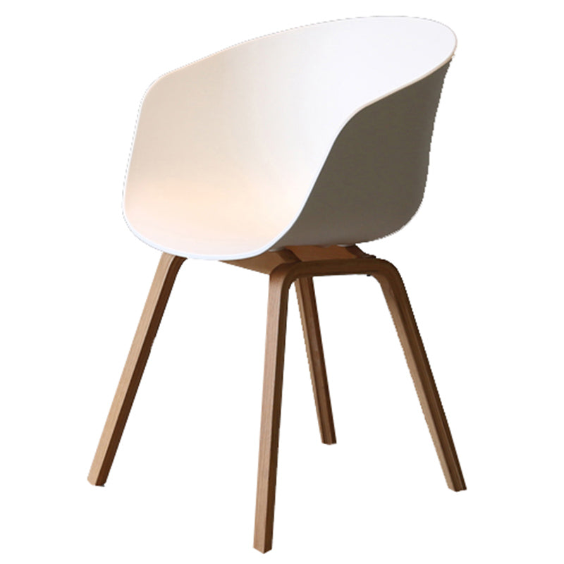 Contemporary Style Plastic Dining Room Chair Kitchen Arm Chair with Wooden Legs White Natural Wood 1 Piece Clearhalo ' kitchen&dining_furn' 'Dining Chairs' 'Dining Tables & Seating' 'dining_chair' 'Furniture' 'furniture_dining_chair' 'Kitchen & Dining Furniture' 'kitchen' 3826059