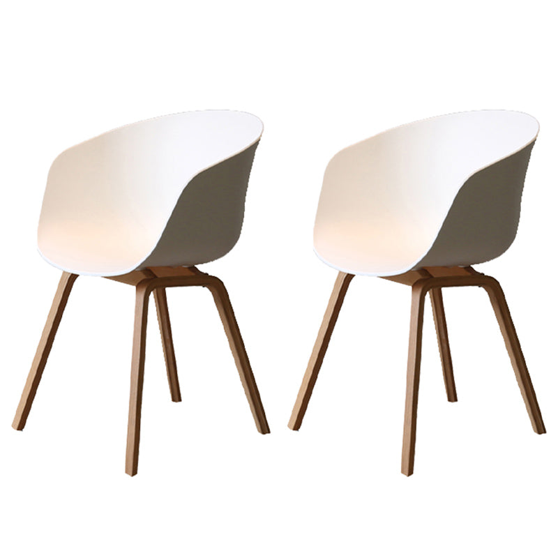 Contemporary Style Plastic Dining Room Chair Kitchen Arm Chair with Wooden Legs White Natural Wood Set of 2 Clearhalo ' kitchen&dining_furn' 'Dining Chairs' 'Dining Tables & Seating' 'dining_chair' 'Furniture' 'furniture_dining_chair' 'Kitchen & Dining Furniture' 'kitchen' 3826060