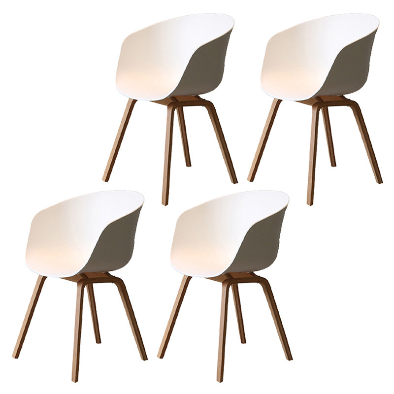 Contemporary Style Plastic Dining Room Chair Kitchen Arm Chair with Wooden Legs White Natural Wood Set of 4 Clearhalo ' kitchen&dining_furn' 'Dining Chairs' 'Dining Tables & Seating' 'dining_chair' 'Furniture' 'furniture_dining_chair' 'Kitchen & Dining Furniture' 'kitchen' 3826061