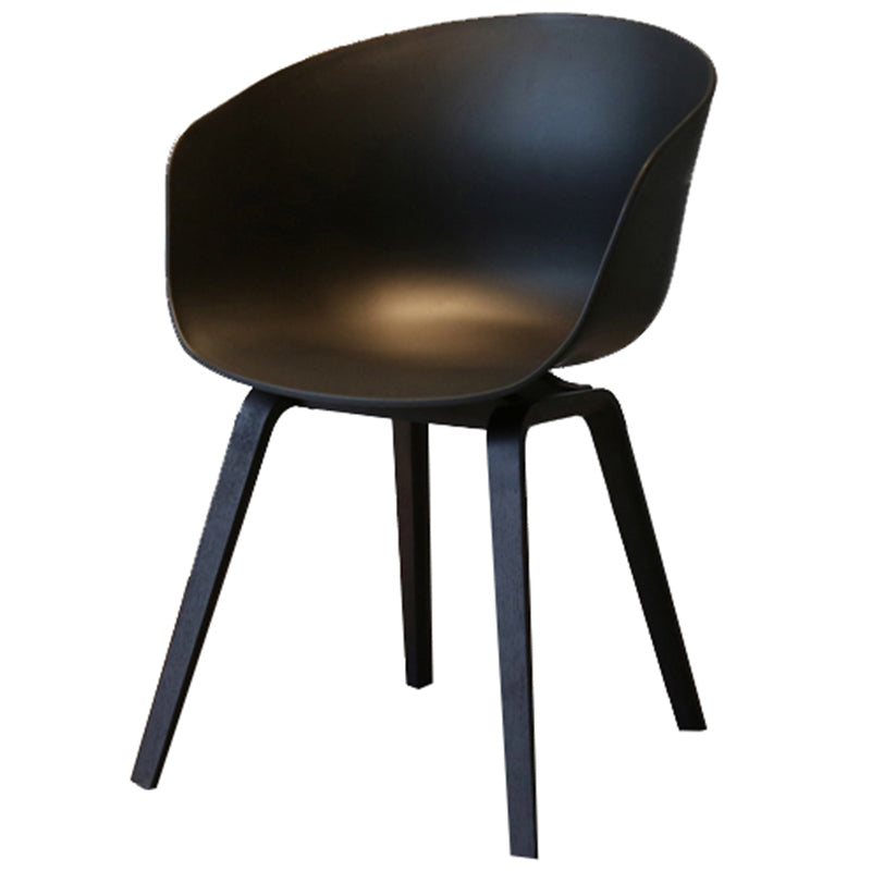 Contemporary Style Plastic Dining Room Chair Kitchen Arm Chair with Wooden Legs Black Black 1 Piece Clearhalo ' kitchen&dining_furn' 'Dining Chairs' 'Dining Tables & Seating' 'dining_chair' 'Furniture' 'furniture_dining_chair' 'Kitchen & Dining Furniture' 'kitchen' 3826062