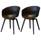 Contemporary Style Plastic Dining Room Chair Kitchen Arm Chair with Wooden Legs Black Black Set of 2 Clearhalo ' kitchen&dining_furn' 'Dining Chairs' 'Dining Tables & Seating' 'dining_chair' 'Furniture' 'furniture_dining_chair' 'Kitchen & Dining Furniture' 'kitchen' 3826063