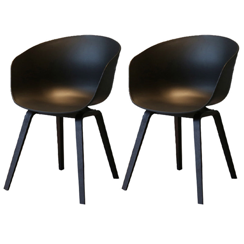 Contemporary Style Plastic Dining Room Chair Kitchen Arm Chair with Wooden Legs Black Black Set of 2 Clearhalo ' kitchen&dining_furn' 'Dining Chairs' 'Dining Tables & Seating' 'dining_chair' 'Furniture' 'furniture_dining_chair' 'Kitchen & Dining Furniture' 'kitchen' 3826063