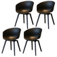 Contemporary Style Plastic Dining Room Chair Kitchen Arm Chair with Wooden Legs Black Black Set of 4 Clearhalo ' kitchen&dining_furn' 'Dining Chairs' 'Dining Tables & Seating' 'dining_chair' 'Furniture' 'furniture_dining_chair' 'Kitchen & Dining Furniture' 'kitchen' 3826064
