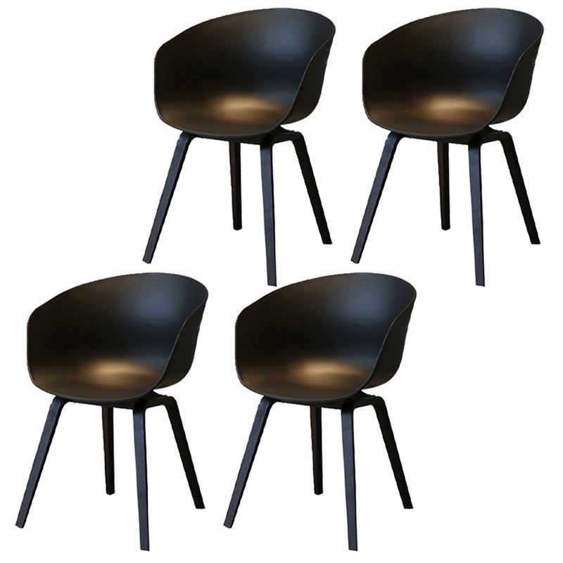 Contemporary Style Plastic Dining Room Chair Kitchen Arm Chair with Wooden Legs Black Black Set of 4 Clearhalo ' kitchen&dining_furn' 'Dining Chairs' 'Dining Tables & Seating' 'dining_chair' 'Furniture' 'furniture_dining_chair' 'Kitchen & Dining Furniture' 'kitchen' 3826064