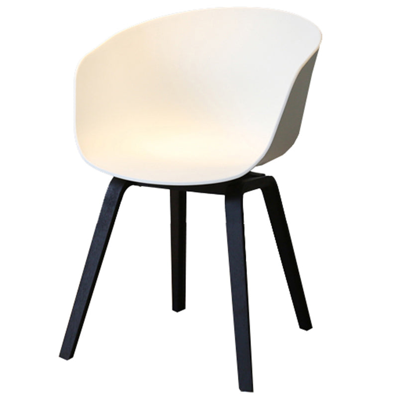 Contemporary Style Plastic Dining Room Chair Kitchen Arm Chair with Wooden Legs White Black 1 Piece Clearhalo ' kitchen&dining_furn' 'Dining Chairs' 'Dining Tables & Seating' 'dining_chair' 'Furniture' 'furniture_dining_chair' 'Kitchen & Dining Furniture' 'kitchen' 3826065