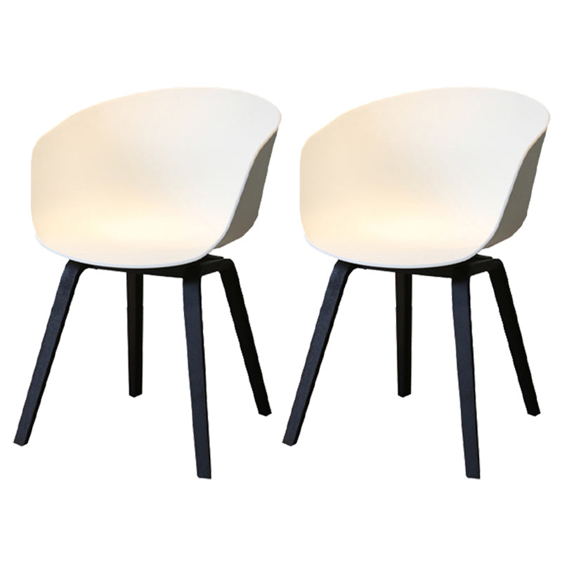 Contemporary Style Plastic Dining Room Chair Kitchen Arm Chair with Wooden Legs White Black Set of 2 Clearhalo ' kitchen&dining_furn' 'Dining Chairs' 'Dining Tables & Seating' 'dining_chair' 'Furniture' 'furniture_dining_chair' 'Kitchen & Dining Furniture' 'kitchen' 3826066