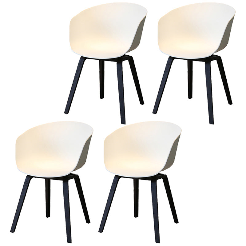 Contemporary Style Plastic Dining Room Chair Kitchen Arm Chair with Wooden Legs White Black Set of 4 Clearhalo ' kitchen&dining_furn' 'Dining Chairs' 'Dining Tables & Seating' 'dining_chair' 'Furniture' 'furniture_dining_chair' 'Kitchen & Dining Furniture' 'kitchen' 3826067