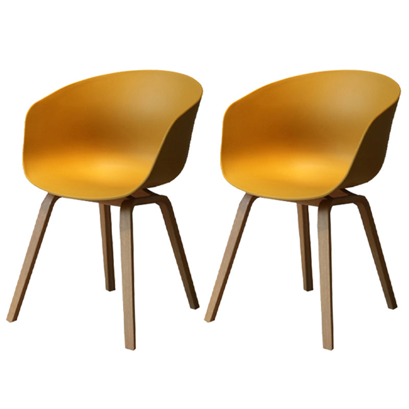 Contemporary Style Plastic Dining Room Chair Kitchen Arm Chair with Wooden Legs Yellow Natural Wood Set of 2 Clearhalo ' kitchen&dining_furn' 'Dining Chairs' 'Dining Tables & Seating' 'dining_chair' 'Furniture' 'furniture_dining_chair' 'Kitchen & Dining Furniture' 'kitchen' 3826069