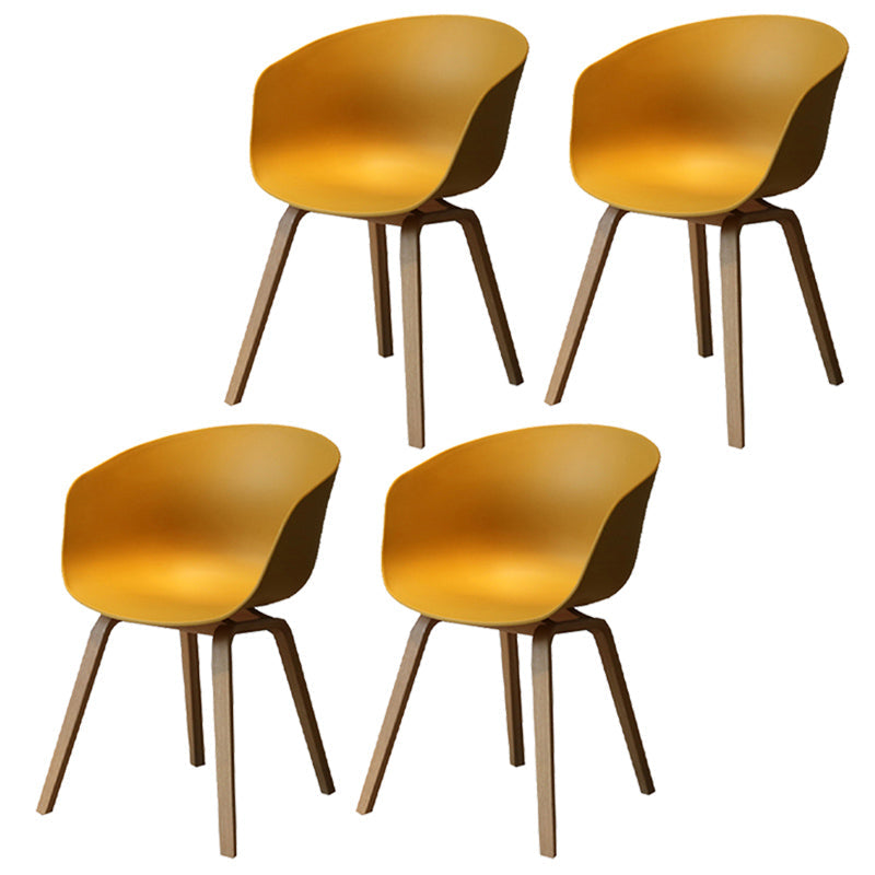 Contemporary Style Plastic Dining Room Chair Kitchen Arm Chair with Wooden Legs Yellow Natural Wood Set of 4 Clearhalo ' kitchen&dining_furn' 'Dining Chairs' 'Dining Tables & Seating' 'dining_chair' 'Furniture' 'furniture_dining_chair' 'Kitchen & Dining Furniture' 'kitchen' 3826070