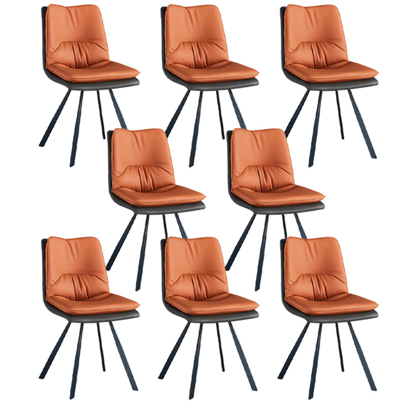 PU Leather Contemporary Restaurant Side Chair Parsons Matte Finish Dining Chair Orange 8 Piece Set Clearhalo ' kitchen&dining_furn' 'Dining Chairs' 'Dining Tables & Seating' 'dining_chair' 'furn' 'furn_dining_chair' 'Furniture' 'furniture_dining_chair' 'Kitchen & Dining Furniture' 'kitchen' 3826078