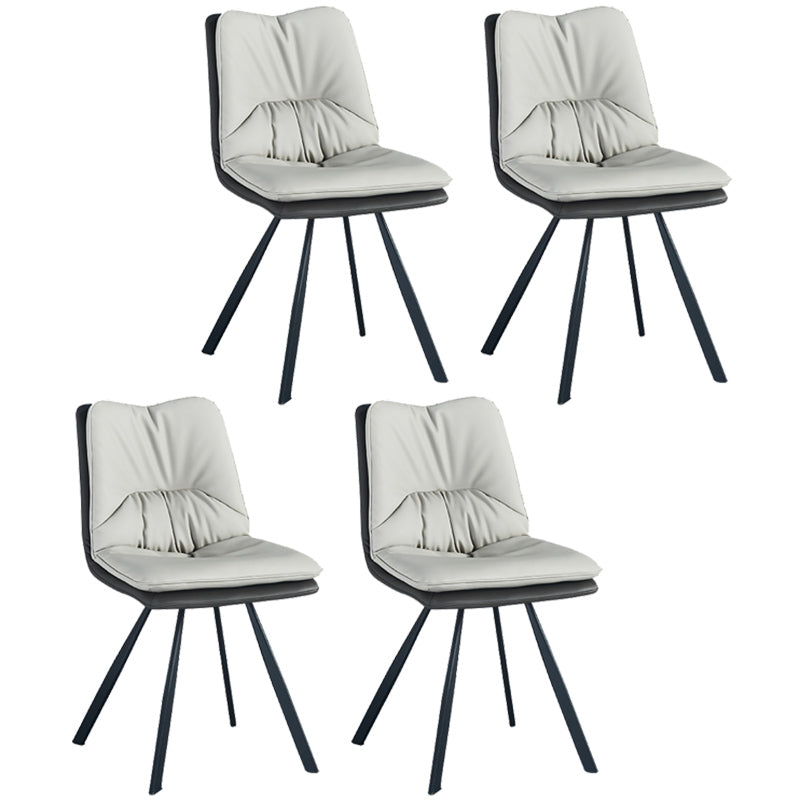 PU Leather Contemporary Restaurant Side Chair Parsons Matte Finish Dining Chair Off-White 4 Piece Set Clearhalo ' kitchen&dining_furn' 'Dining Chairs' 'Dining Tables & Seating' 'dining_chair' 'furn' 'furn_dining_chair' 'Furniture' 'furniture_dining_chair' 'Kitchen & Dining Furniture' 'kitchen' 3826079