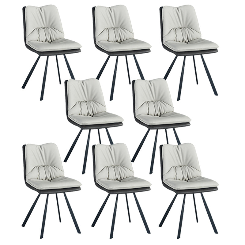 PU Leather Contemporary Restaurant Side Chair Parsons Matte Finish Dining Chair Off-White 8 Piece Set Clearhalo ' kitchen&dining_furn' 'Dining Chairs' 'Dining Tables & Seating' 'dining_chair' 'furn' 'furn_dining_chair' 'Furniture' 'furniture_dining_chair' 'Kitchen & Dining Furniture' 'kitchen' 3826081