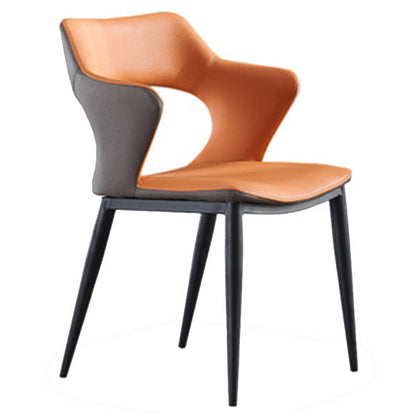 Contemporary Style Metal Dining Chairs Open Back Side Chairs for Kitchen Orange 1 Piece Clearhalo ' kitchen&dining_furn' 'Dining Chairs' 'Dining Tables & Seating' 'dining_chair' 'furn' 'furn_dining_chair' 'Furniture' 'furniture_dining_chair' 'Kitchen & Dining Furniture' 'kitchen' 3826095