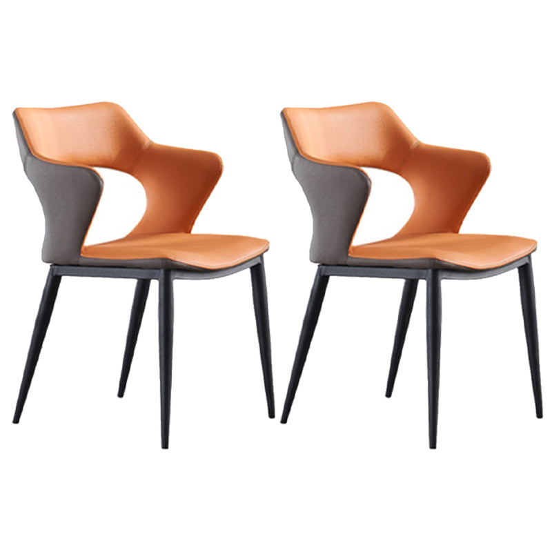 Contemporary Style Metal Dining Chairs Open Back Side Chairs for Kitchen Orange 2 Piece Set Clearhalo ' kitchen&dining_furn' 'Dining Chairs' 'Dining Tables & Seating' 'dining_chair' 'furn' 'furn_dining_chair' 'Furniture' 'furniture_dining_chair' 'Kitchen & Dining Furniture' 'kitchen' 3826096
