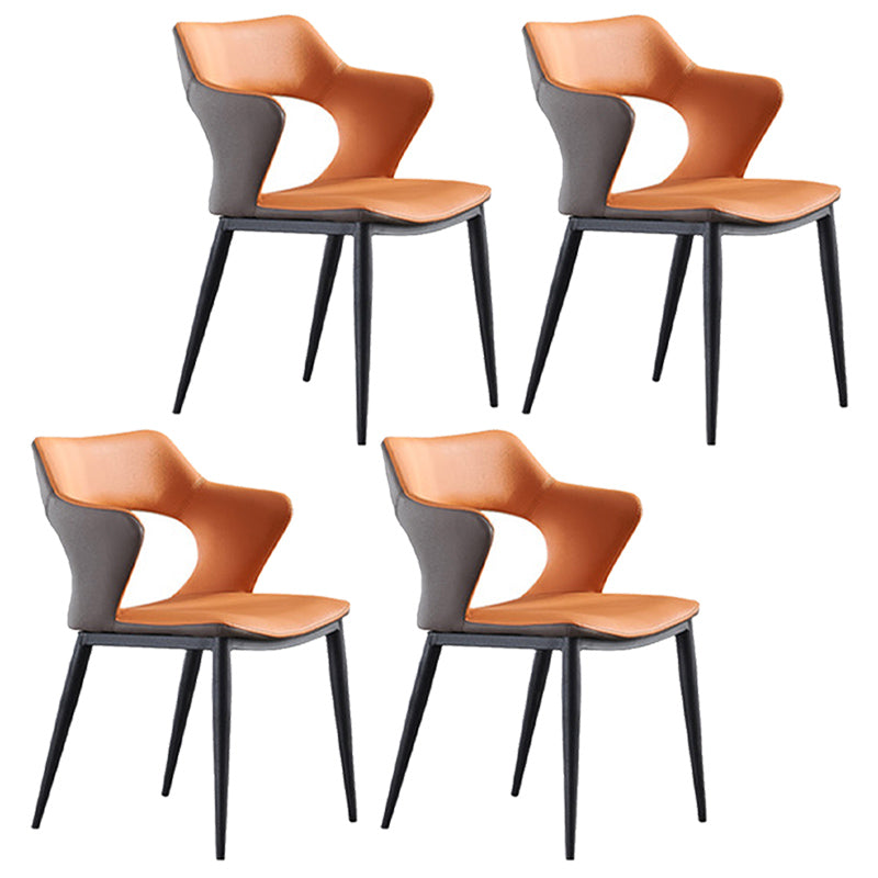 Contemporary Style Metal Dining Chairs Open Back Side Chairs for Kitchen Orange 4 Piece Set Clearhalo ' kitchen&dining_furn' 'Dining Chairs' 'Dining Tables & Seating' 'dining_chair' 'furn' 'furn_dining_chair' 'Furniture' 'furniture_dining_chair' 'Kitchen & Dining Furniture' 'kitchen' 3826098