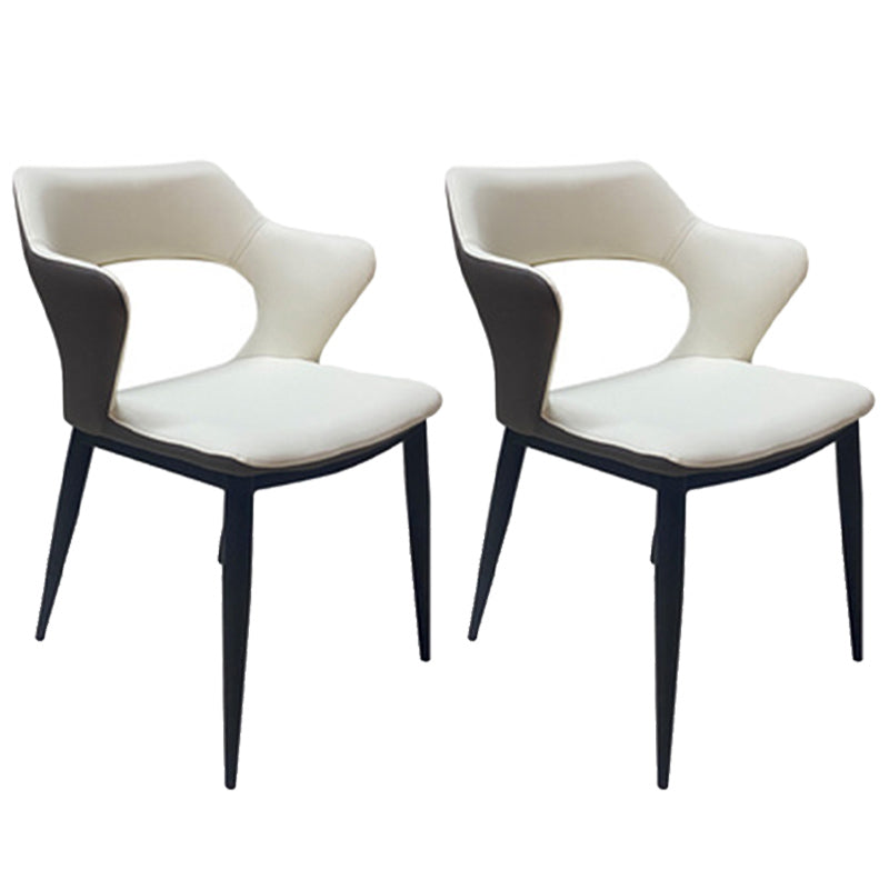 Contemporary Style Metal Dining Chairs Open Back Side Chairs for Kitchen White 2 Piece Set Clearhalo ' kitchen&dining_furn' 'Dining Chairs' 'Dining Tables & Seating' 'dining_chair' 'furn' 'furn_dining_chair' 'Furniture' 'furniture_dining_chair' 'Kitchen & Dining Furniture' 'kitchen' 3826102