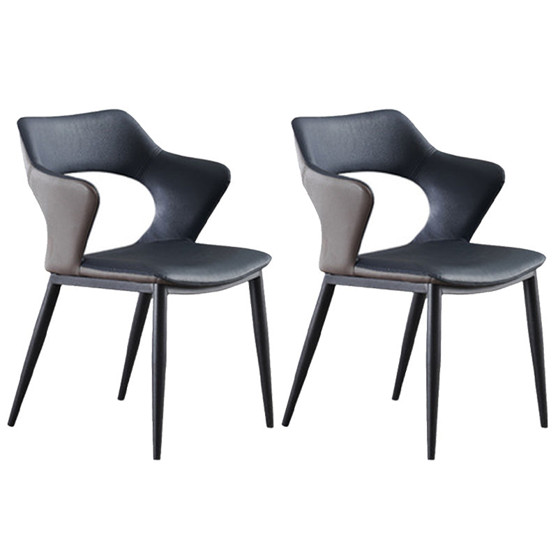 Contemporary Style Metal Dining Chairs Open Back Side Chairs for Kitchen Navy Blue 2 Piece Set Clearhalo ' kitchen&dining_furn' 'Dining Chairs' 'Dining Tables & Seating' 'dining_chair' 'furn' 'furn_dining_chair' 'Furniture' 'furniture_dining_chair' 'Kitchen & Dining Furniture' 'kitchen' 3826109