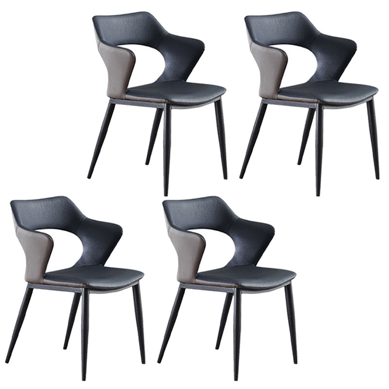 Contemporary Style Metal Dining Chairs Open Back Side Chairs for Kitchen Navy Blue 4 Piece Set Clearhalo ' kitchen&dining_furn' 'Dining Chairs' 'Dining Tables & Seating' 'dining_chair' 'furn' 'furn_dining_chair' 'Furniture' 'furniture_dining_chair' 'Kitchen & Dining Furniture' 'kitchen' 3826111