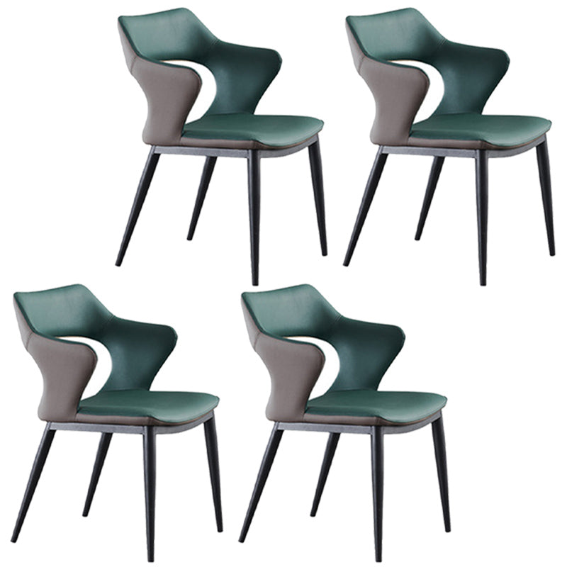 Contemporary Style Metal Dining Chairs Open Back Side Chairs for Kitchen Green 4 Piece Set Clearhalo ' kitchen&dining_furn' 'Dining Chairs' 'Dining Tables & Seating' 'dining_chair' 'furn' 'furn_dining_chair' 'Furniture' 'furniture_dining_chair' 'Kitchen & Dining Furniture' 'kitchen' 3826115