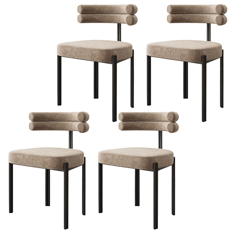 Scandinavian Style Upholstered Side Chairs Open Back Dining Side Armless Chair Khaki 4 Piece Set Clearhalo ' kitchen&dining_furn' 'Dining Chairs' 'Dining Tables & Seating' 'dining_chair' 'furn' 'furn_dining_chair' 'Furniture' 'furniture_dining_chair' 'Kitchen & Dining Furniture' 'kitchen' 3826121