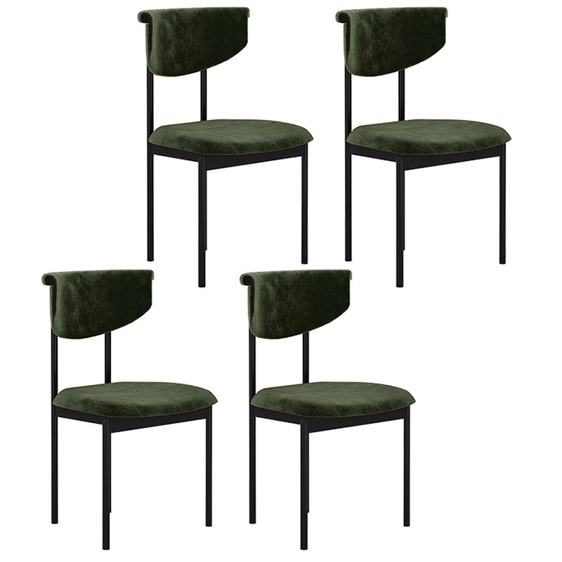 Scandinavian Linen Dining Chairs for Home Use Open Back Dining Side Chairs Blackish Green 4 Piece Set Clearhalo ' kitchen&dining_furn' 'Dining Chairs' 'Dining Tables & Seating' 'dining_chair' 'furn' 'furn_dining_chair' 'Furniture' 'furniture_dining_chair' 'Kitchen & Dining Furniture' 'kitchen' 3826142