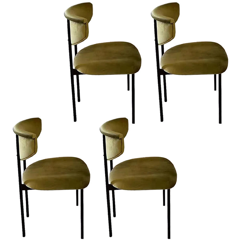 Scandinavian Linen Dining Chairs for Home Use Open Back Dining Side Chairs Yellow-Green 4 Piece Set Clearhalo ' kitchen&dining_furn' 'Dining Chairs' 'Dining Tables & Seating' 'dining_chair' 'furn' 'furn_dining_chair' 'Furniture' 'furniture_dining_chair' 'Kitchen & Dining Furniture' 'kitchen' 3826154
