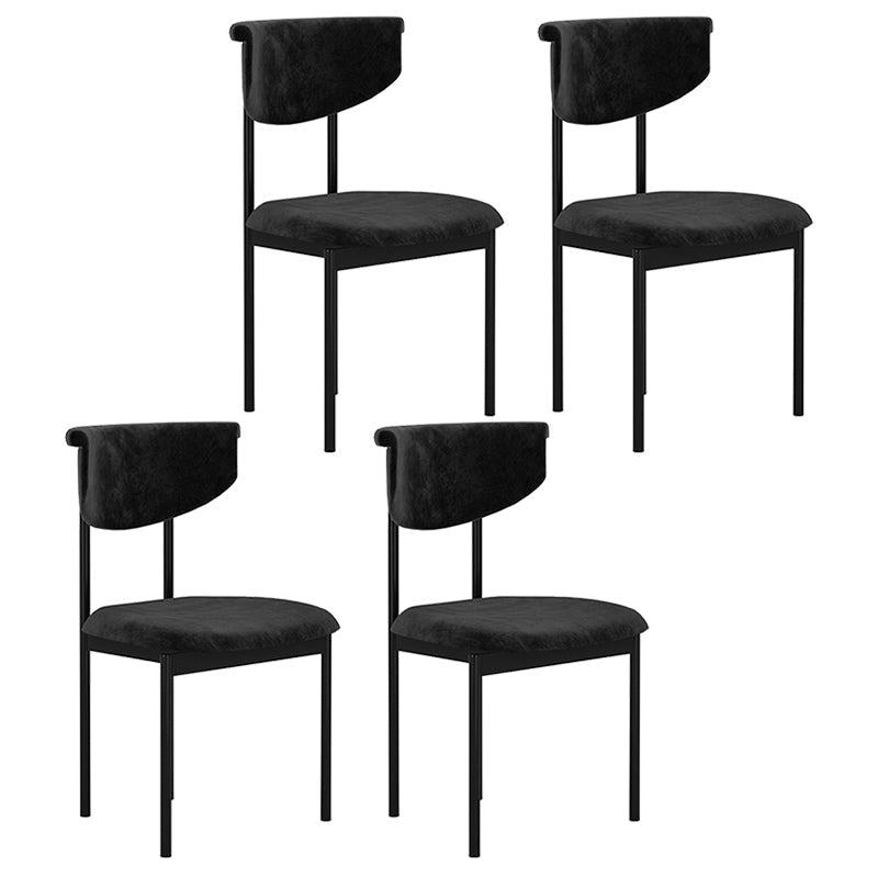 Scandinavian Linen Dining Chairs for Home Use Open Back Dining Side Chairs Black 4 Piece Set Clearhalo ' kitchen&dining_furn' 'Dining Chairs' 'Dining Tables & Seating' 'dining_chair' 'furn' 'furn_dining_chair' 'Furniture' 'furniture_dining_chair' 'Kitchen & Dining Furniture' 'kitchen' 3826159
