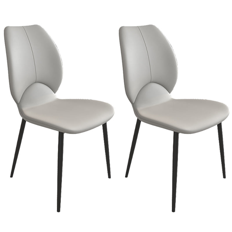 Contemporary Style Metal Dining Chairs Wingback Side Armless Chairs for Kitchen Light Gray 2 Piece Set Clearhalo ' kitchen&dining_furn' 'Dining Chairs' 'Dining Tables & Seating' 'dining_chair' 'furn' 'furn_dining_chair' 'Furniture' 'furniture_dining_chair' 'Kitchen & Dining Furniture' 'kitchen' 3826167