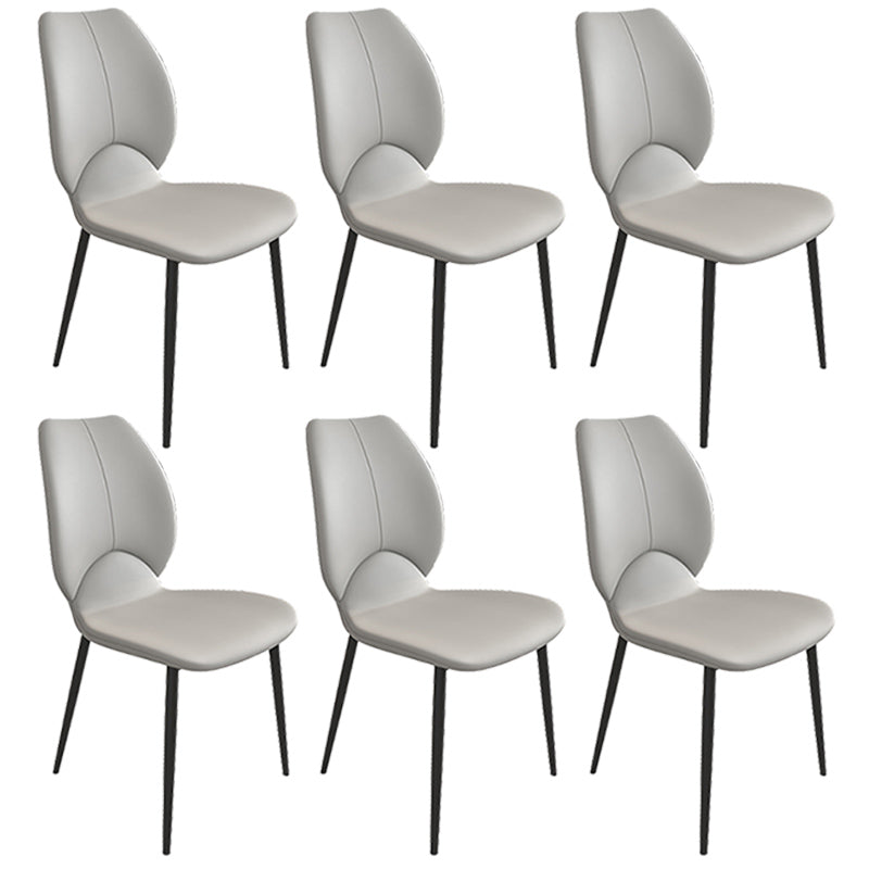 Contemporary Style Metal Dining Chairs Wingback Side Armless Chairs for Kitchen Light Gray 6 Piece Set Clearhalo ' kitchen&dining_furn' 'Dining Chairs' 'Dining Tables & Seating' 'dining_chair' 'furn' 'furn_dining_chair' 'Furniture' 'furniture_dining_chair' 'Kitchen & Dining Furniture' 'kitchen' 3826170