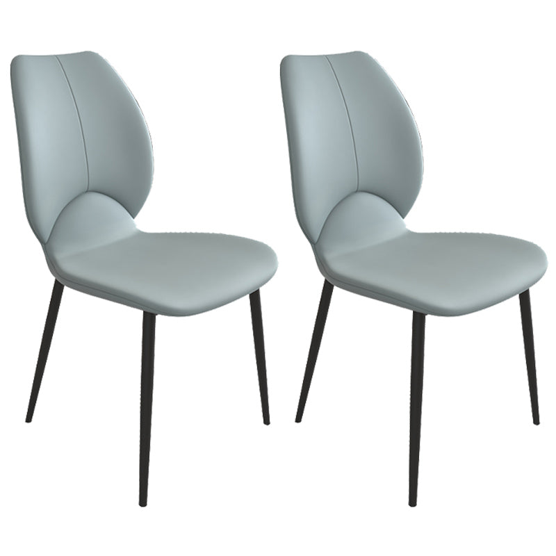 Contemporary Style Metal Dining Chairs Wingback Side Armless Chairs for Kitchen Light Blue 2 Piece Set Clearhalo ' kitchen&dining_furn' 'Dining Chairs' 'Dining Tables & Seating' 'dining_chair' 'furn' 'furn_dining_chair' 'Furniture' 'furniture_dining_chair' 'Kitchen & Dining Furniture' 'kitchen' 3826173