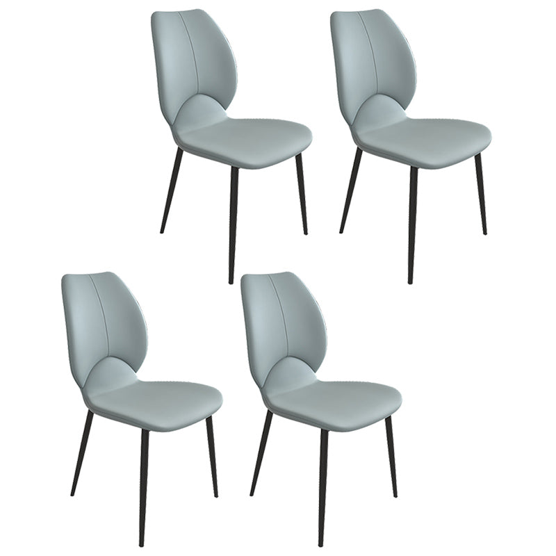 Contemporary Style Metal Dining Chairs Wingback Side Armless Chairs for Kitchen Light Blue 4 Piece Set Clearhalo ' kitchen&dining_furn' 'Dining Chairs' 'Dining Tables & Seating' 'dining_chair' 'furn' 'furn_dining_chair' 'Furniture' 'furniture_dining_chair' 'Kitchen & Dining Furniture' 'kitchen' 3826174