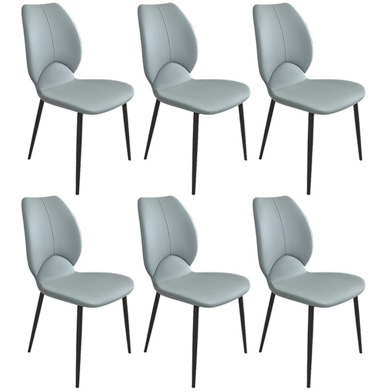 Contemporary Style Metal Dining Chairs Wingback Side Armless Chairs for Kitchen Light Blue 6 Piece Set Clearhalo ' kitchen&dining_furn' 'Dining Chairs' 'Dining Tables & Seating' 'dining_chair' 'furn' 'furn_dining_chair' 'Furniture' 'furniture_dining_chair' 'Kitchen & Dining Furniture' 'kitchen' 3826176