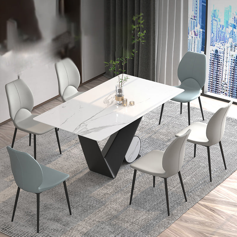 Contemporary Style Metal Dining Chairs Wingback Side Armless Chairs for Kitchen Clearhalo ' kitchen&dining_furn' 'Dining Chairs' 'Dining Tables & Seating' 'dining_chair' 'furn' 'furn_dining_chair' 'Furniture' 'furniture_dining_chair' 'Kitchen & Dining Furniture' 'kitchen' 3826183