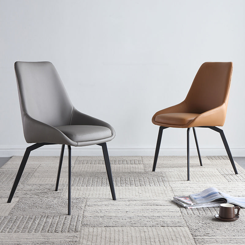 Contemporary Style Leather Chair Armless Parsons Chair with Metal Legs for Kitchen Clearhalo ' kitchen&dining_furn' 'Dining Chairs' 'Dining Tables & Seating' 'dining_chair' 'furn' 'furn_dining_chair' 'Furniture' 'furniture_dining_chair' 'Kitchen & Dining Furniture' 'kitchen' 3826184