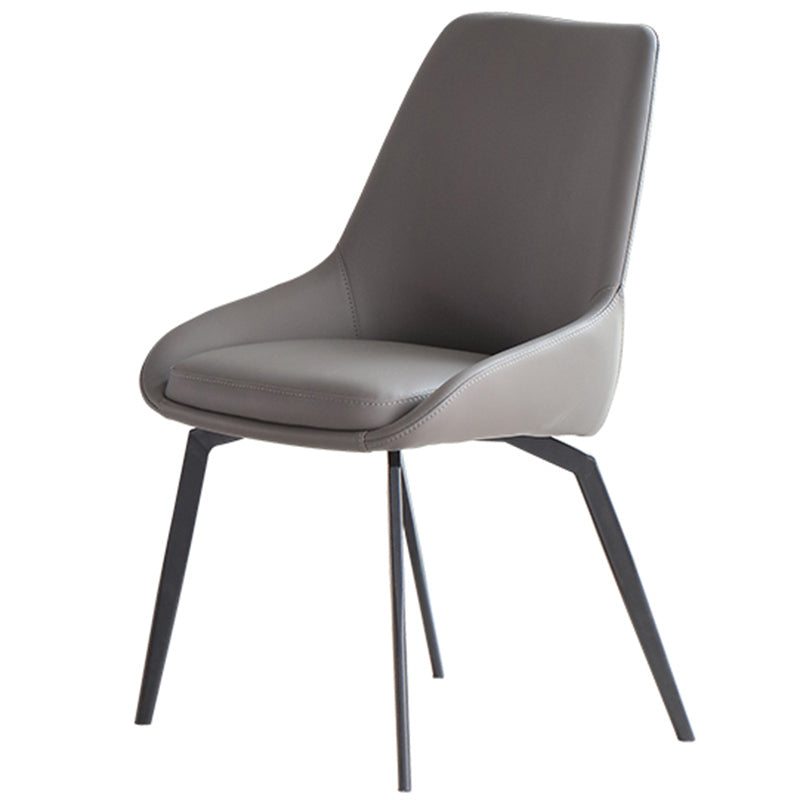 Contemporary Style Leather Chair Armless Parsons Chair with Metal Legs for Kitchen Grey 1 Piece Clearhalo ' kitchen&dining_furn' 'Dining Chairs' 'Dining Tables & Seating' 'dining_chair' 'furn' 'furn_dining_chair' 'Furniture' 'furniture_dining_chair' 'Kitchen & Dining Furniture' 'kitchen' 3826185