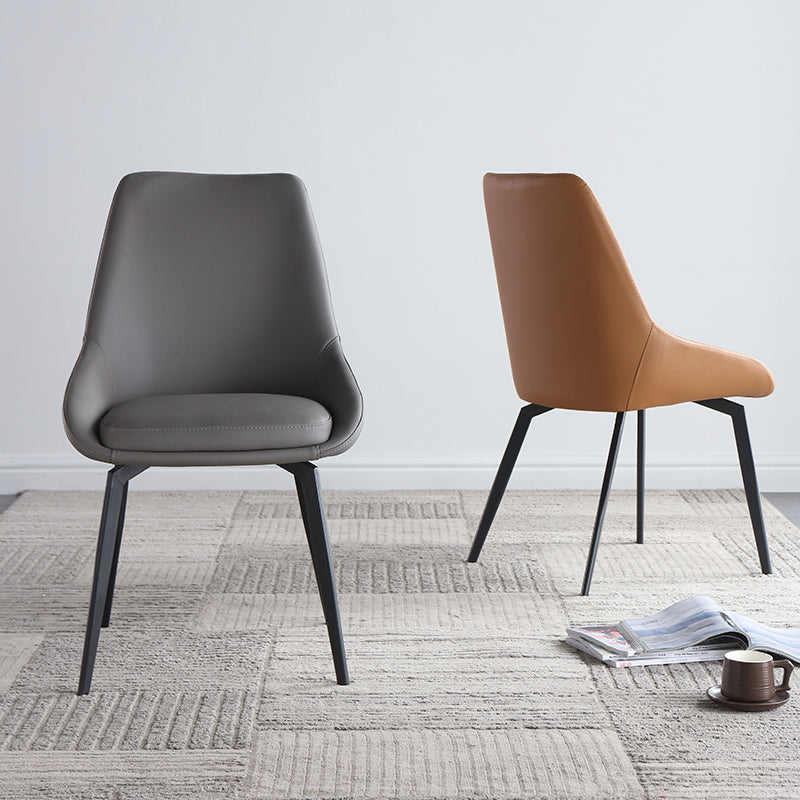 Contemporary Style Leather Chair Armless Parsons Chair with Metal Legs for Kitchen Clearhalo ' kitchen&dining_furn' 'Dining Chairs' 'Dining Tables & Seating' 'dining_chair' 'furn' 'furn_dining_chair' 'Furniture' 'furniture_dining_chair' 'Kitchen & Dining Furniture' 'kitchen' 3826186