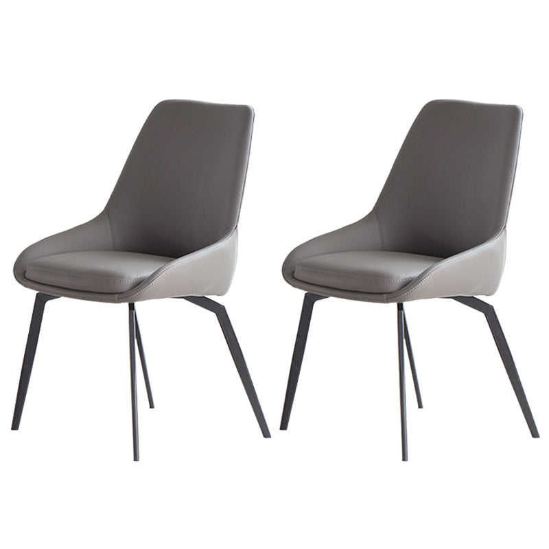 Contemporary Style Leather Chair Armless Parsons Chair with Metal Legs for Kitchen Grey 2 Piece Set Clearhalo ' kitchen&dining_furn' 'Dining Chairs' 'Dining Tables & Seating' 'dining_chair' 'furn' 'furn_dining_chair' 'Furniture' 'furniture_dining_chair' 'Kitchen & Dining Furniture' 'kitchen' 3826187