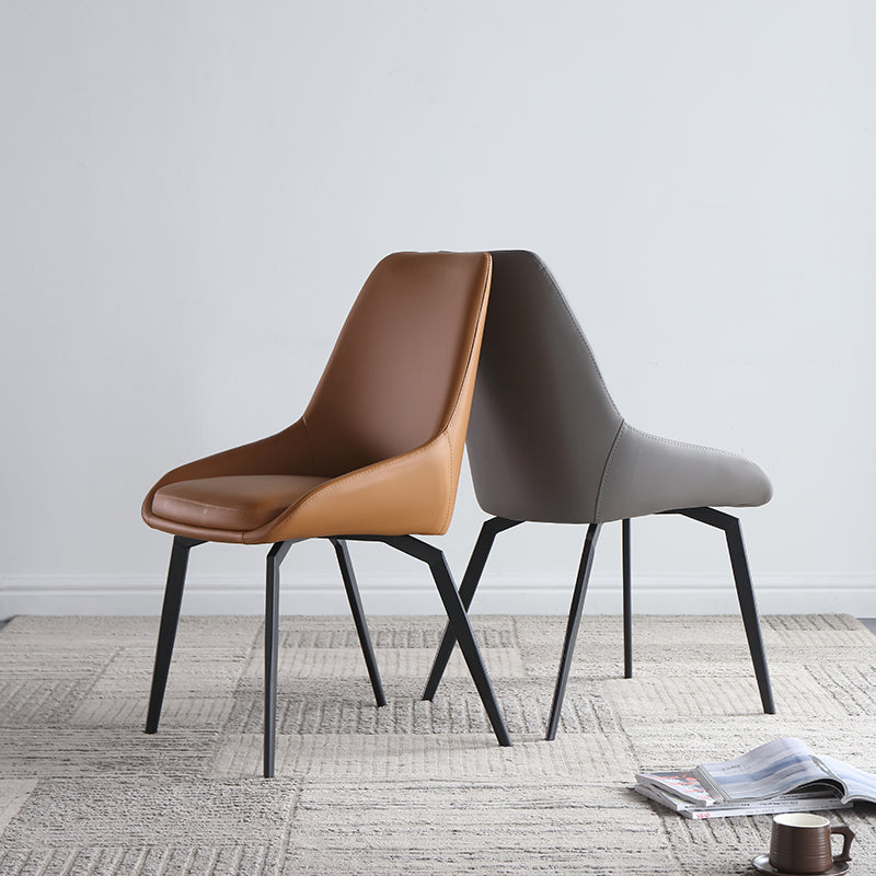 Contemporary Style Leather Chair Armless Parsons Chair with Metal Legs for Kitchen Clearhalo ' kitchen&dining_furn' 'Dining Chairs' 'Dining Tables & Seating' 'dining_chair' 'furn' 'furn_dining_chair' 'Furniture' 'furniture_dining_chair' 'Kitchen & Dining Furniture' 'kitchen' 3826188