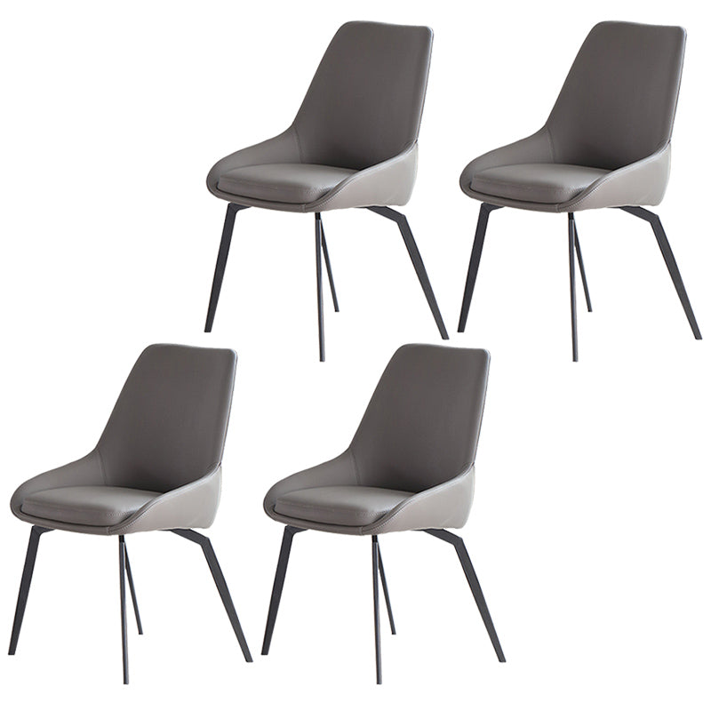 Contemporary Style Leather Chair Armless Parsons Chair with Metal Legs for Kitchen Grey 4 Piece Set Clearhalo ' kitchen&dining_furn' 'Dining Chairs' 'Dining Tables & Seating' 'dining_chair' 'furn' 'furn_dining_chair' 'Furniture' 'furniture_dining_chair' 'Kitchen & Dining Furniture' 'kitchen' 3826189