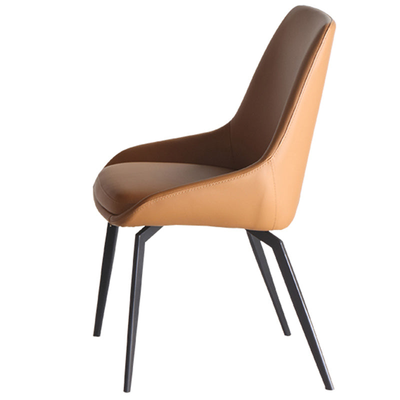 Contemporary Style Leather Chair Armless Parsons Chair with Metal Legs for Kitchen Chocolate 1 Piece Clearhalo ' kitchen&dining_furn' 'Dining Chairs' 'Dining Tables & Seating' 'dining_chair' 'furn' 'furn_dining_chair' 'Furniture' 'furniture_dining_chair' 'Kitchen & Dining Furniture' 'kitchen' 3826190