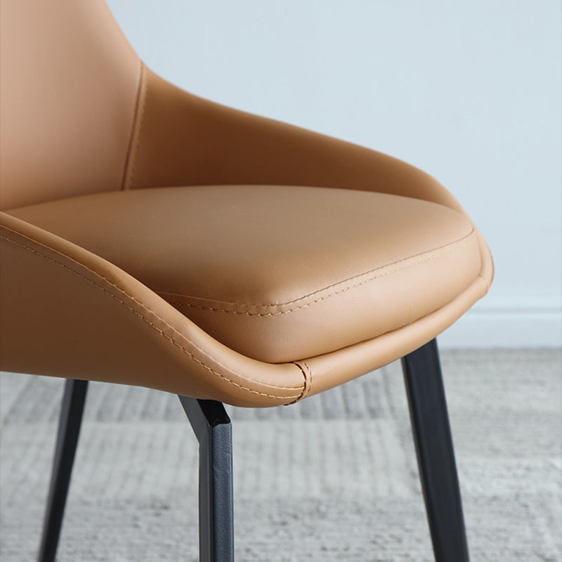 Contemporary Style Leather Chair Armless Parsons Chair with Metal Legs for Kitchen Clearhalo ' kitchen&dining_furn' 'Dining Chairs' 'Dining Tables & Seating' 'dining_chair' 'furn' 'furn_dining_chair' 'Furniture' 'furniture_dining_chair' 'Kitchen & Dining Furniture' 'kitchen' 3826197