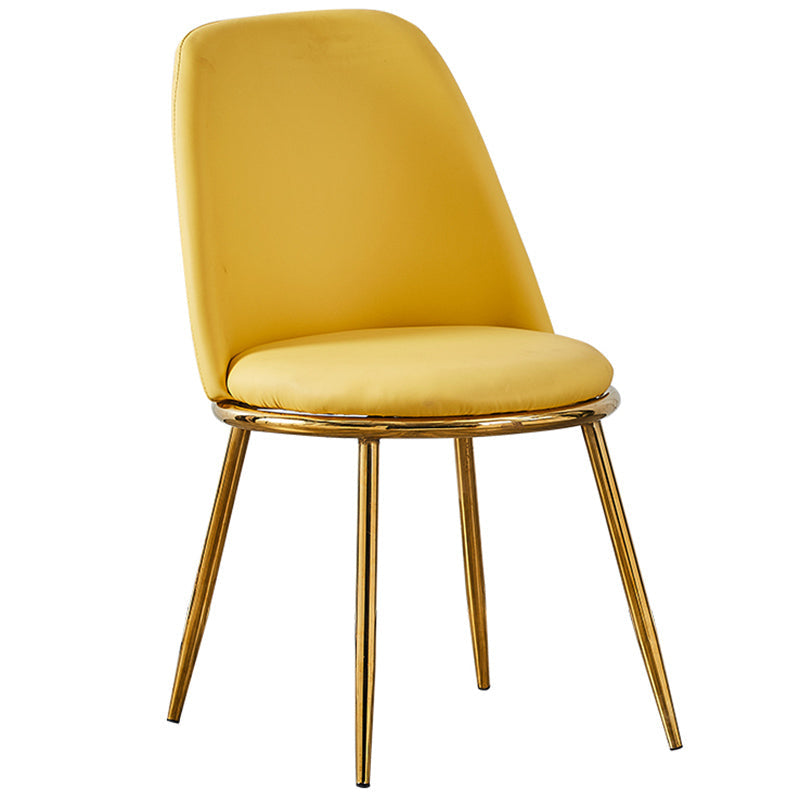 Leather Scandinavian Restaurant Side Chair Parsons Matte Finish Dining Chair Yellow 1 Piece Brass Gold Clearhalo ' kitchen&dining_furn' 'Dining Chairs' 'Dining Tables & Seating' 'dining_chair' 'furn' 'furn_dining_chair' 'Furniture' 'furniture_dining_chair' 'Kitchen & Dining Furniture' 'kitchen' 3826202
