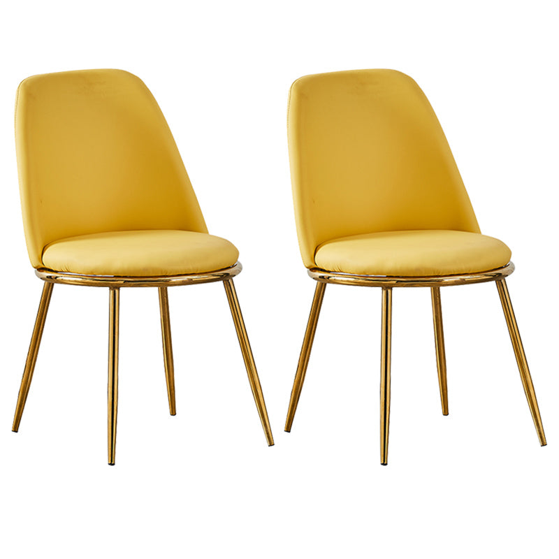 Leather Scandinavian Restaurant Side Chair Parsons Matte Finish Dining Chair Yellow 2 Piece Set Brass Gold Clearhalo ' kitchen&dining_furn' 'Dining Chairs' 'Dining Tables & Seating' 'dining_chair' 'furn' 'furn_dining_chair' 'Furniture' 'furniture_dining_chair' 'Kitchen & Dining Furniture' 'kitchen' 3826203