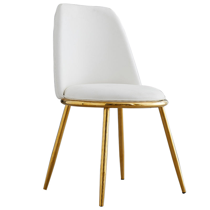 Leather Scandinavian Restaurant Side Chair Parsons Matte Finish Dining Chair White 1 Piece Brass Gold Clearhalo ' kitchen&dining_furn' 'Dining Chairs' 'Dining Tables & Seating' 'dining_chair' 'furn' 'furn_dining_chair' 'Furniture' 'furniture_dining_chair' 'Kitchen & Dining Furniture' 'kitchen' 3826213