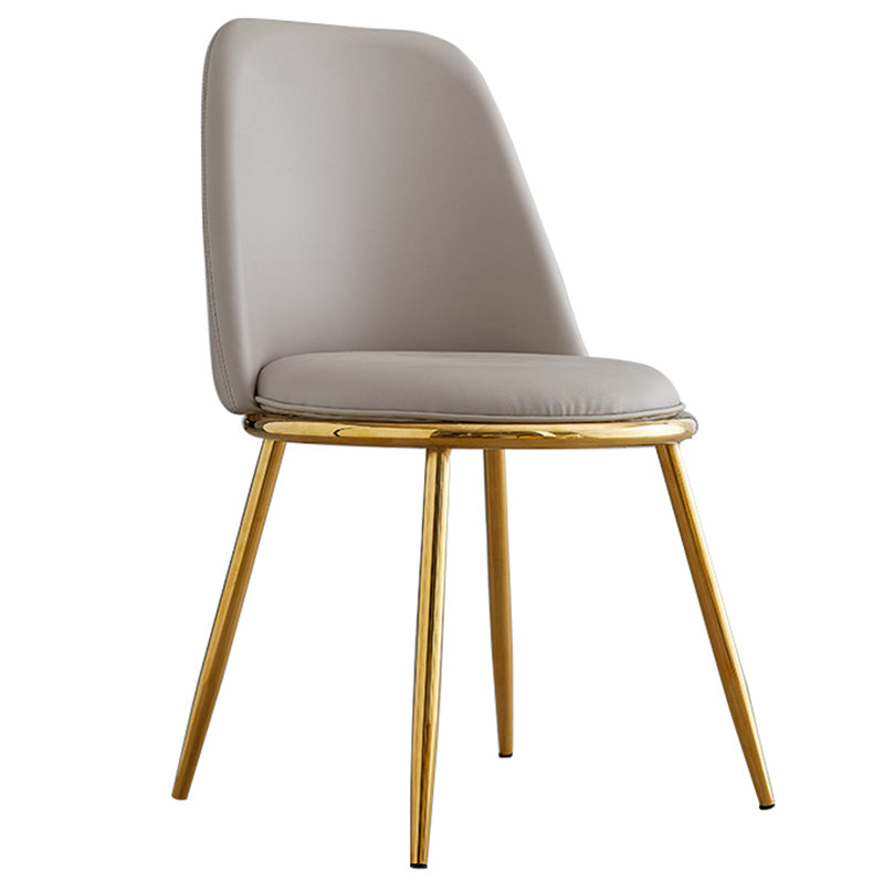 Leather Scandinavian Restaurant Side Chair Parsons Matte Finish Dining Chair Light Gray 1 Piece Brass Gold Clearhalo ' kitchen&dining_furn' 'Dining Chairs' 'Dining Tables & Seating' 'dining_chair' 'furn' 'furn_dining_chair' 'Furniture' 'furniture_dining_chair' 'Kitchen & Dining Furniture' 'kitchen' 3826217