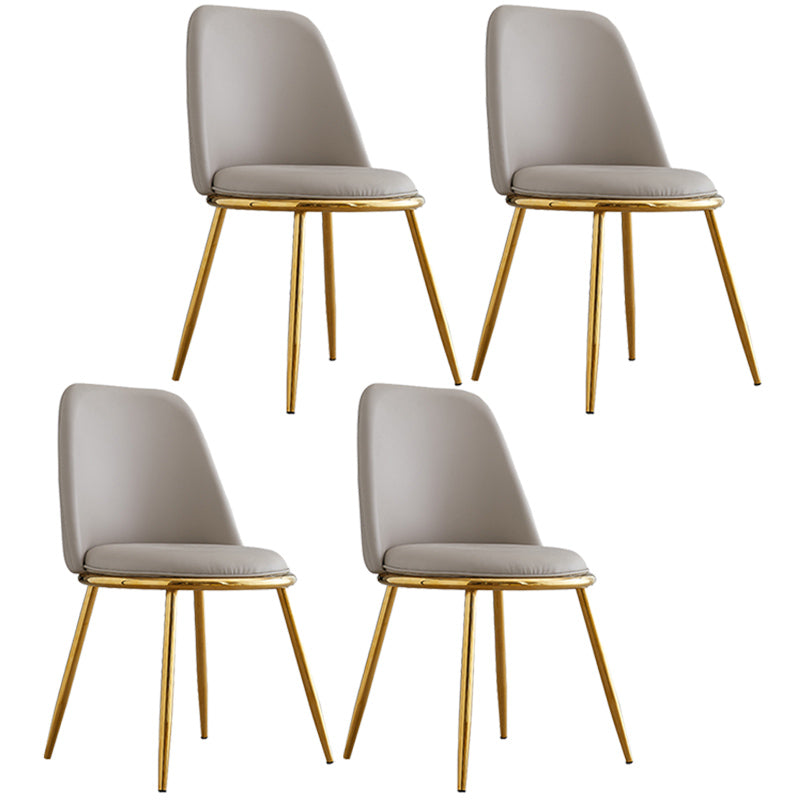 Leather Scandinavian Restaurant Side Chair Parsons Matte Finish Dining Chair Light Gray 4 Piece Set Brass Gold Clearhalo ' kitchen&dining_furn' 'Dining Chairs' 'Dining Tables & Seating' 'dining_chair' 'furn' 'furn_dining_chair' 'Furniture' 'furniture_dining_chair' 'Kitchen & Dining Furniture' 'kitchen' 3826219