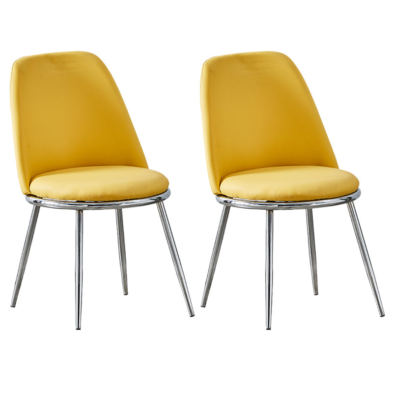 Leather Scandinavian Restaurant Side Chair Parsons Matte Finish Dining Chair Yellow 2 Piece Set Silver Clearhalo ' kitchen&dining_furn' 'Dining Chairs' 'Dining Tables & Seating' 'dining_chair' 'furn' 'furn_dining_chair' 'Furniture' 'furniture_dining_chair' 'Kitchen & Dining Furniture' 'kitchen' 3826227